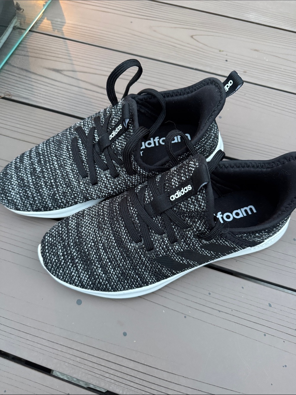 adidas Cloudfoam Super Black & White Knit Sneakers